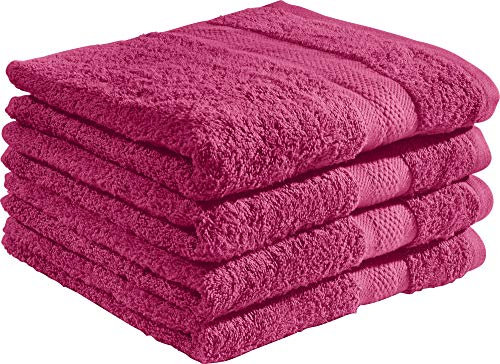 REDBEST Duschtuchset, Frottierset 4er-Pack Chicago Fuchsia Größe 70x140 cm - saugstark, strapazierfähig, ideal für Reisen, Sport (weitere Farben)