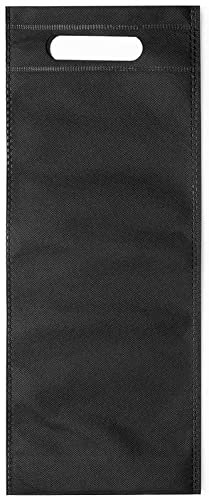 Deliex delicias de Extremadura. 100 Bolsas para Botellas de vinos Material Non-Woven. Lote de Bolsas Negras de Vino. Bolsas Regalo. Bolsas Clientes Tienda (Negro, 100)