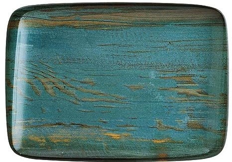 Bonna 2x Madera Mint Moove Platte oval 36x25cm 2,5cm hoch Türkis Blau Braun Porzellan MDRMTMOV41DT Servierplatten Speiseteller Essteller Geschirr