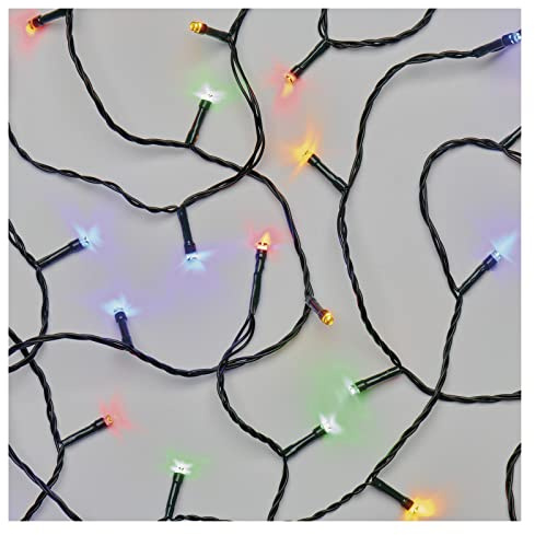 EMOS LED-Lichterkette bunt für Innen und Außen, 12m lange IP44 Multicolor Weihnachtslichterkette mit 120 LEDs + 5m Zuleitung und Netzteil, 8 multifunktionale Lichtmodi, für Party, Weihnachten, Deko