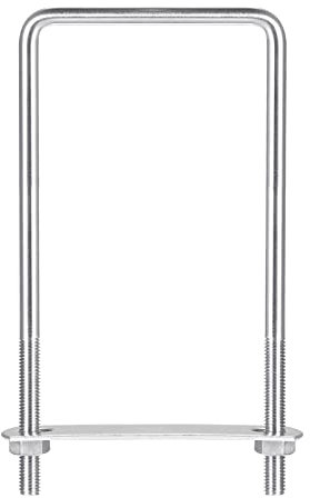 sourcing map Square U-Bolts, 82mm(3.23) Inner Width 200mm Length M8 304 Stainless Steel U Clamp Bolt with Nuts and Plates, for Boat Trailer