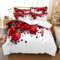 AOXHFNV Rose Duvet Cover Set - 3D Red Rose Bedding Set with 2 Pillowcases (Red, 220 x 240 cm)