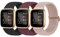 Wanme 3 Stück Armband für Fitbit Versa 2/Lite/SE, Weiches Verstellbares Geflochtenes Ersatzband, Elastisches Nylon für Frauen und Männer (Schwarz+Rosa+Weinrot)