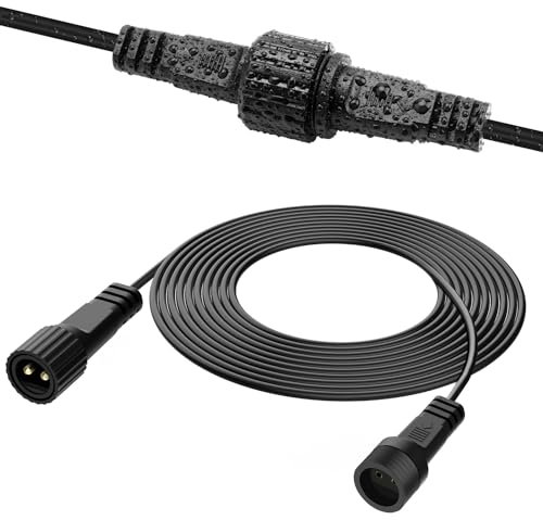 Cshare - Prolunga 5 m, 2 poli, cavo di prolunga, IP65, impermeabile, cavo di prolunga per esterni G40, luci globo di ghiaccio, luce da giardino, colore nero