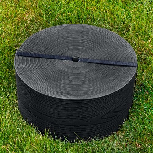 UNIGARDIA Bordure de Jardin Flexible 20m - Hauteur 13cm, Épaisseur 3mm - Bordure de Gazon en Plastique - Bordure de Pelouse résistante aux UV, Utilisation Facile, Noir avec Décor en Bois