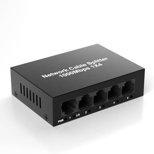 Répartiteur Ethernet RJ45 Haute Vitesse 1 à 4, Switch 1000Mbps pour Cat 5/5e/6/7/8, Multiprise Doubleur Prenant en Charge 4 Appareils Partageant Internet en Même Temps