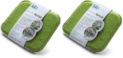 Kilo Scrubby Sponge, 2 Pack, 17x13cm, Green, Cotton, Heavy Duty, Sports, Cleaning Cloth