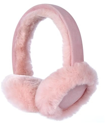 Harssidanzar Classic Winter Ohrenschützer für Männer Frauen, Unisex Schafsfell Ohrenschützer, faltbare Ohrenschützer,Unisex Ohrenwärmer, Outdoor Ohrenschützer, Ski Ohrenschützer HU301EU, Rosa