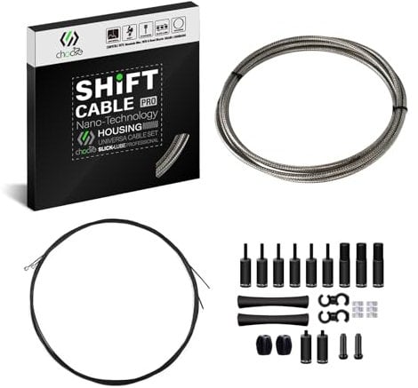 Chooee 2xPro Bike Gear Cable Set,MTB Gear Cable for Mountain Bike/Road Bike, Bike Shifter Cable Housing Coated Braided & Teflon Inner line,Titanium Silver