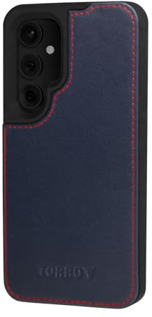 TORRO Hülle Kompatibel mit Samsung Galaxy S24 5G – Premium Leder Bumper Hülle (Marineblau)