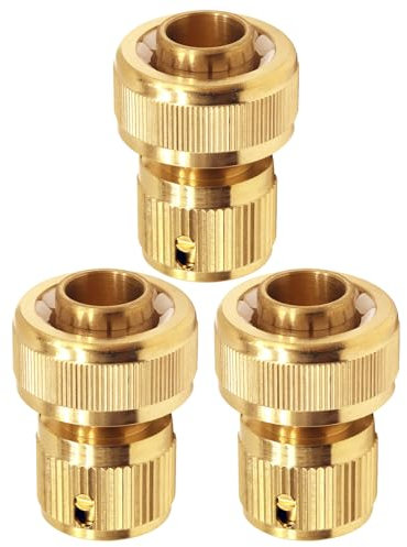 Tesmotor Messing-Schlauchverbinder, Schlauchende, Schnellverbinder für 1,9 cm (3/4 Zoll) Gartenschlauch, erweiterbare Stretcharmaturen, Wasserhahn-Adapter, Anschlüsse, 3 Stück