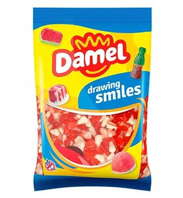 Golosinas Huesos Brillo Damel - 250 Unidades - Bolsa - Huesos Brillo Fresa y Nata - Sin Gluten