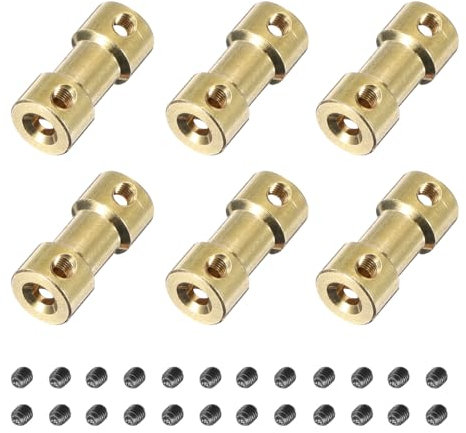 QUARKZMAN 6Pcs de Raccords d'Arbre en Laiton de 3mm à 4mm avec Vis, Coupleur d'Arbre Flexible pour Voiture Modèle Rc, Avion, Roues de Moteur et Pneus d'Arbre
