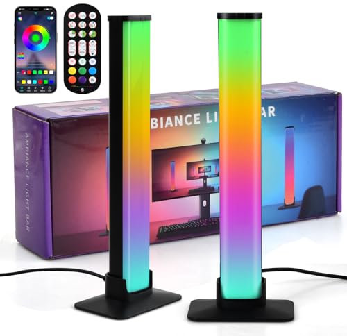Focenat 2PCS Smart Luces LED, RGB Barras de Luces LED para Juegos, Retroiluminación de TV, RGB Lámpara Gaming Sync con Música, Control de APP, Luz Ambiental para Gmaing, PC, Decoración de Habitaciones
