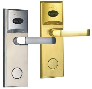 Tarjeta RFID Sistema de gestión de cerraduras de hotel/cerraduras de habitación de hotel con llave mecánica + tarjeta (118E-empuje derecho, plateado)