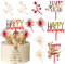 10 Stück Happy New Year Cake Toppers Silvester Party Supplies Gold Rot Feuerwerk Stern Kelch Silvester 2025 Cupcake Topper Dekorationen für Silvester Feiertage Party Dekorationen