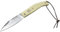 Tiendas LGP - MIGUEL NIETO Navaja Luck 50-W, Plegable, con hoja en acero inoxidable Böhler N695co hoja de 8 cm. y empuñadura en Mikarta Hueso, Hueco con cordón fiador incluido