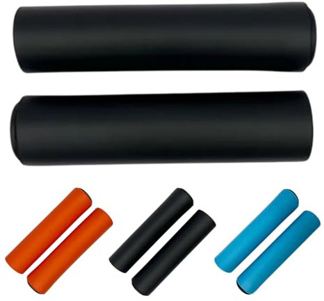 Andinus Silikon-Schaumstoffgriffe für MTB, Mountainbike, BMX, weich, leicht und ohne Klemme, ergonomischer Griff und Stoßdämpfung, erhältlich in Orange, Blau und Schwarz (Schwarz)