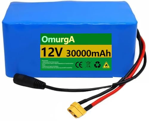 E-Bike Battery 12V 20Ah 30Ah Lithium-Ionen-Akku 12V 20AH 30AH Elektrofahrräder wasserdichter PVC Built-in Lithium BMS Haute Puissance for 500W 250W with Charger 12V 20AH,XT60
