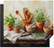 KitchenYeah© Herdabdeckplatte 60x52 cm Einteilig Ceranfeld Abdeckplatte für Induktionsschutz Ceranfeldabdeckung Vinyl Herdabdeckplatten Töpfe - Kräuter - Holz