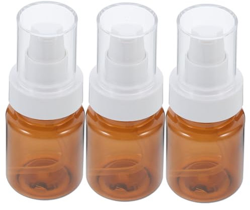 Veemoon Flacon Pompe Vide en Verre Ambre 50ml - 3 Pièces Distributeur D'Huile Essentielle Rechargeable - Bouteilles De Voyage Pratiques pour Shampooing Et Produits Cosmétiques