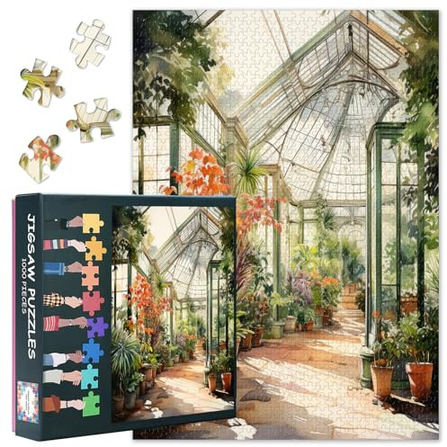 Botanical Greenhouse Puzzle - 1000-Piece Floral Oasis Jigsaw (27.5x19.7 Inch) for Adults & Teens, Immersive Garden Artwork with Plants, Flowers & Nature Therapy Activity