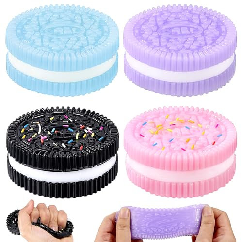 Mexgcom Taba Squishy Oreo, 4 Stück Oreo Squissy Anti Stress Spielzeug Squishies, Stressball Anti Stress Bälle Sensorisches Quetschspielzeug für Angst Relief