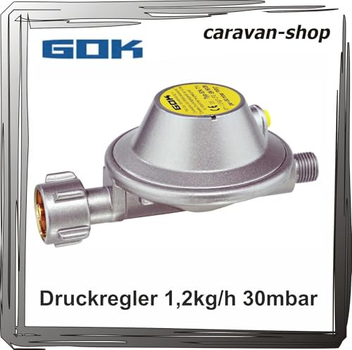 Druckminderer für Caravan Wohnmobil 30 mbar 1,2 kg/h Wohnwagen Gasregler Anschluss auf 8 mm Gasrohr RVS 8