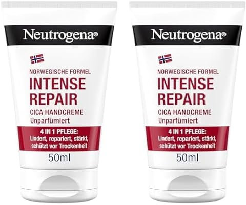 Neutrogena Intense Repair CICA Handcreme, unparfümierte Handcreme für sehr trockene Hände mit 45% Glycerin & Centella Asiatica, pflegende Feuchtigkeitscreme für extrem trockene, juckende Hände (50 ml)