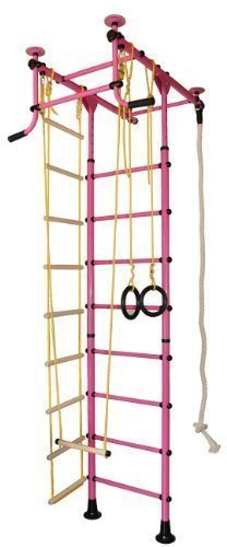 Sprossenwand Klettergerüst Heimsportgerät für das Kinderzimmer FitTop M1 Rosa Raumhöhe 200 – 250 cm