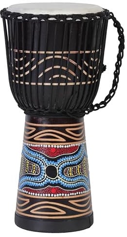 50cm Profi Djembe Trommel Bongo Drum Buschtrommel Percussion Motiv Buntes Muster Afrika Art - (Sehr gutes Instrument für Damen und Jugendliche guter Bass)