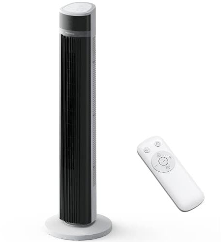 Pro Breeze Ventilateur Colonne Oscillant, Tour Portable de 100 cm, Puissant Moteur 45W, Oscillation de 80°, 3 Vitesses, Télécommande et Minuterie, Adapté pour Maison & Bureau - Blanc
