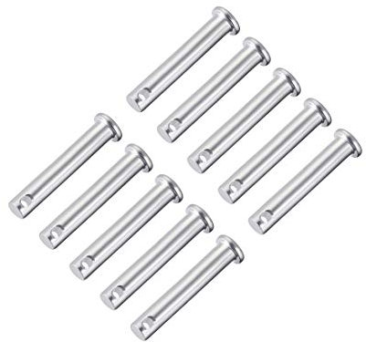 sourcing map 10 Stück Einloch Gabelbolzen 8mm x 45mm Flachkopf verzinkter Stahl Lastösenbolzen