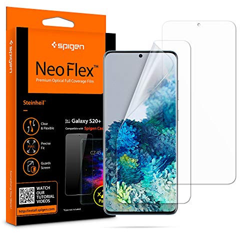 Spigen NeoFlex Schutzfolie kompatibel mit Samsung Galaxy S20 Plus, 2 Stück, Kratzfest, PET Film, Wasserinstallation Folie