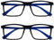 OPULIZE INK Lesebrille für Damen und Herren - 2er-Pack - Groß Rechteckiger Rahmen - Komfort Federscharniere - Kratzfest - Schwarz +2.50