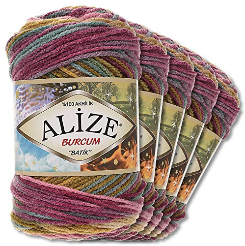 Alize 5 x 100g Burcum Batik Premium Wolle 100% Acryl | 29 Farben Farbverlauf Akzente Accessoire Häkeln Stricken Kleidung (4341)