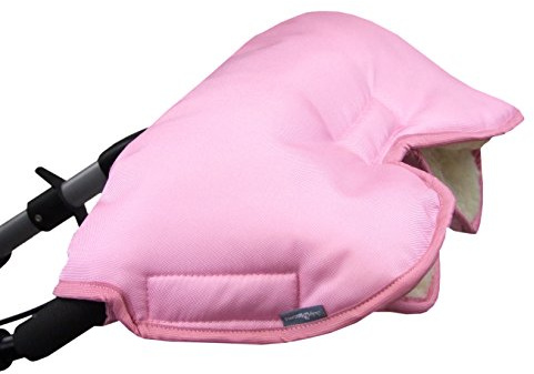 BAMBINIWELT Muff Handwärmer Handschuh für Kinderwagen Buggy mit Lammwolle für warme Hände universal UNI (rosa)