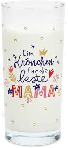 H:) PPY life Trinkglas Motiv Mama Krönchen | Glas mit Motivdruck, Wasserglas, 50 cl | Geschenk Geburtstag, Muttertag | 47479