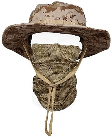 QMFIVE Taktische Boonie Hut Schal Unisex Camouflage Abgerundete Hut Fischer für Tactical Airsoft Paintball Aufstieg Camping (A-AOR1, 1)