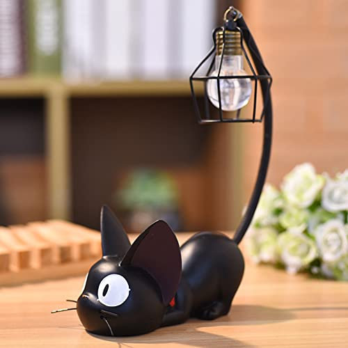 Süße Schwarze Katze Nachtlicht, Atmen LED Nachtlampe, Kleine Kinderzimmer Lampe, Tier Schreibtischlampe, Harz Handwerk für Kinder Hauptdekoration (A)