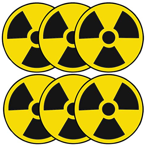 Haobase 6 Pcs Radiation Nuclear Symbol Danger Safety Warning Sign Stickers - Self Adhesive Vinyl - 8cm x 8cm