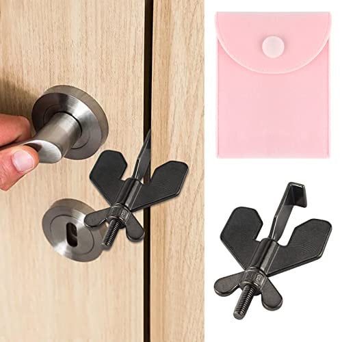 QOPAHI Heavy Duty Portable Travel Door Lock - 3 in 1 Door Jammer Hotel Room Security Locker from Inside for Hotel Rooms Home Dorm Airbnb Prevent Entry(Black)