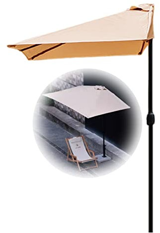 YFZNWHX 2x1M, 2.5X1.3M Medio Parasol Semi Rectangular Paraguas De Sol,Paraguas De Pared De Jardín,Protegido contra Rayos UV, Hueso De Paraguas De Acero,con Manivela, Fácil De Usar- SIN Base
