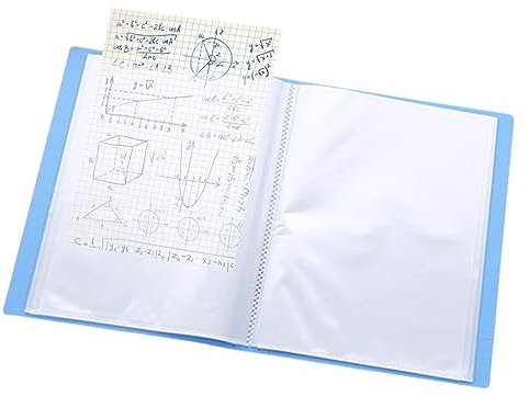 Jorzer Porte-vues A5 en polypropylène avec 60 pochettes transparentes, bleu, 22 x 16 cm, capacité de 120 feuilles