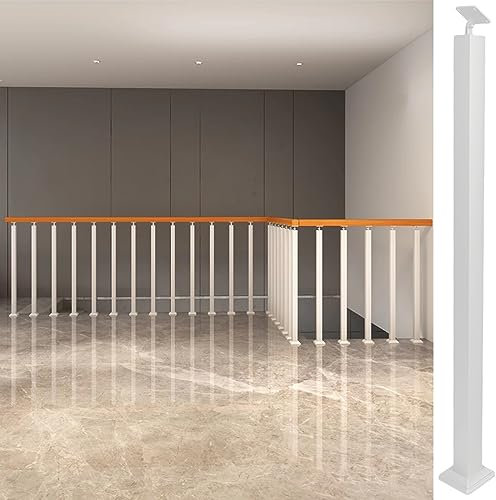 Geländer Dachboden Geländer Treppe Baluster-Pfosten Veranda-Stufen Geländer-Säule Mit Handlaufverbinder, Weiß Deck Geländer-Balustraden-Säule Für Innen Im Freien ( Color : Square , Size : 90cm/35.4inc