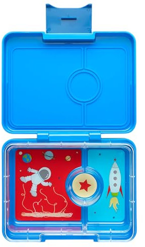 yumbox Caja para refrigerios Surf Blue con bandeja Rocket - Bento de 3 compartimentos 6,7x5,1x1,8 | Apto para niños | Bocadillos Saludables | Sin BPA y fácil de limpiar