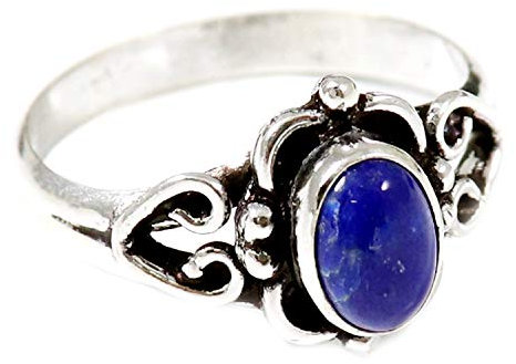 JEWELFORCE Lapislazuli Edelstein Bandring 925 Sterling Silber Bandring Herren und Damen Bandring Alle Größen Geschenkartikel Handgefertigter Schmuck JSR-186O_75 (23.9)