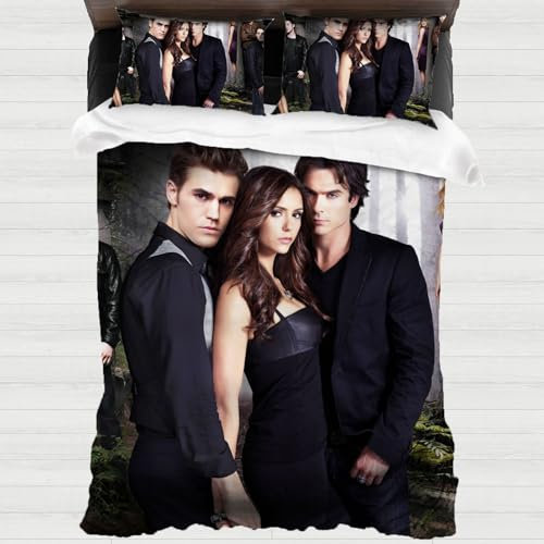 XYOK Damon Salvatore Bettwäsche 135x200 Vampire Fanartikel Bettwäsche-Sets Kinder 3teilig Weiche Mikrofaser Bettbezüg für Erwachsene,Horror (Vampire, 135x200cm)