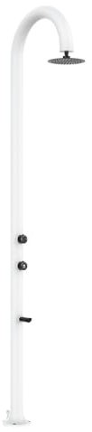 SINED Ducha Jardín en Aluminio Blanco con Mezclador para Agua Caliente y Fría Doble Conexión Inferior y Lateral Para interiores y exteriores Accesorios Incluidos LUNA ALU BIANCA