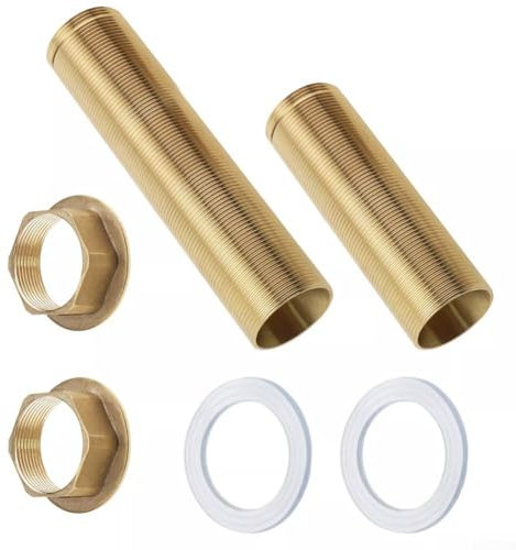 Gbtdoface Monobloc Tap Fixing Kit, Faucet Fixed Foot Screw Cold Hot Water Brass Pipe Nuts Tap Repair Nut Extension (8cm)